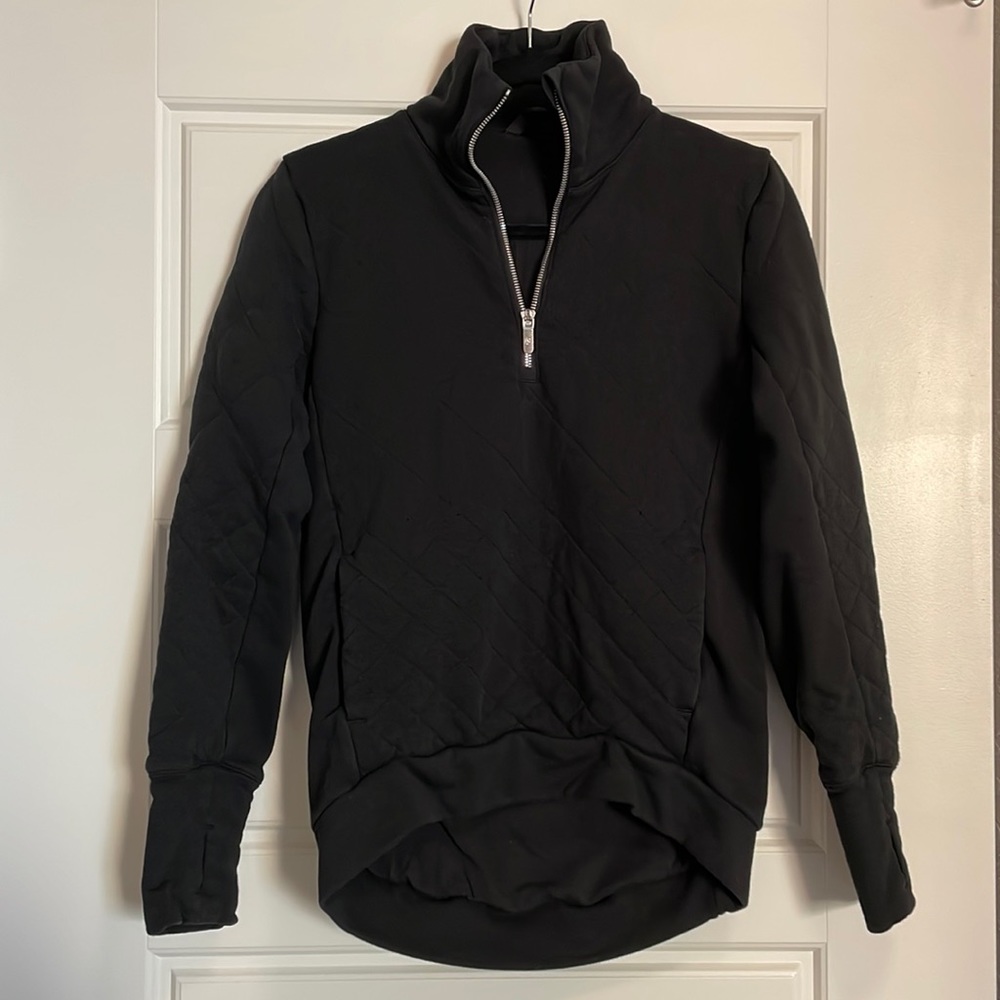 Lululemon forever warm jacket black 1/4 zip sweater size 4